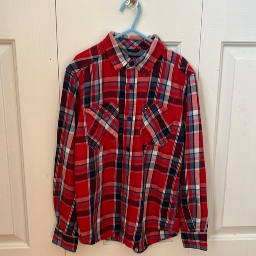Tommy Hilfiger Brushed Cotton Flannel Checked red shirt